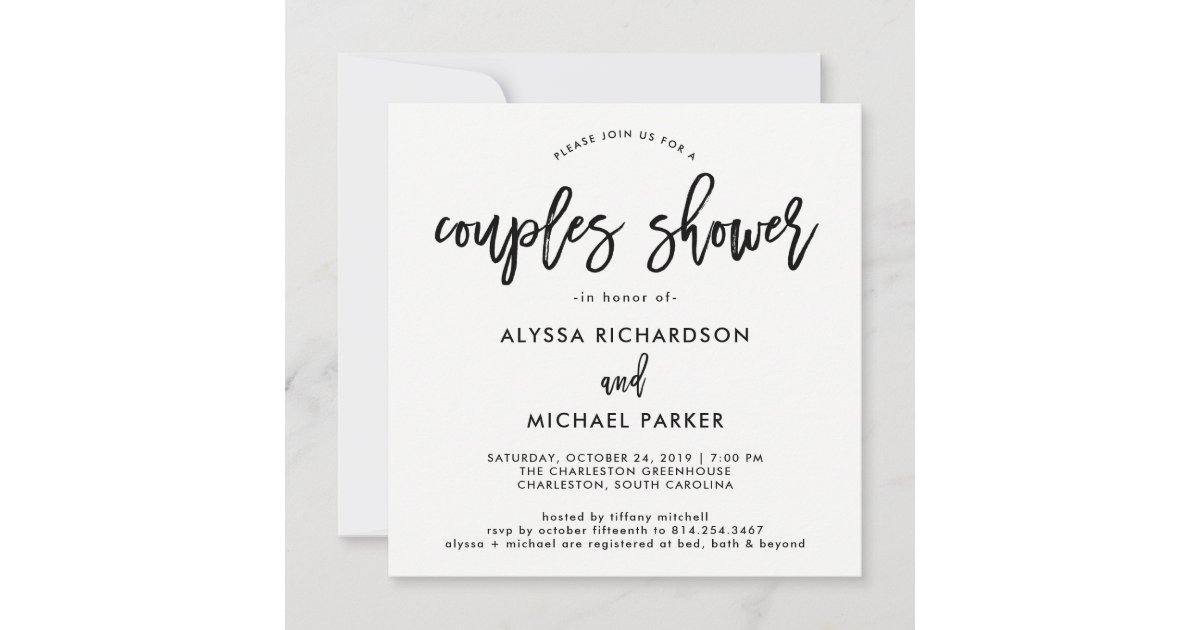 Modern Script | Couples Shower Invitation | Zazzle