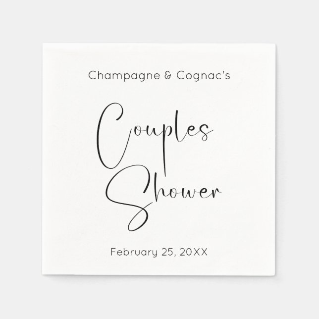 Modern Script Couples Shower Napkins (Front)