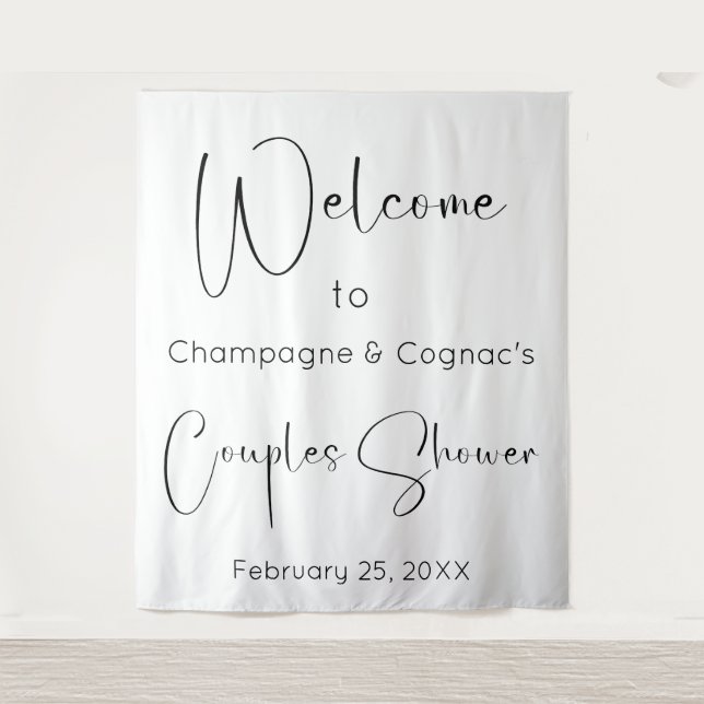 Modern Script Couples Shower Welcome Backdrop (Front)