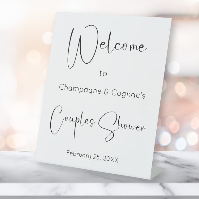 Modern Script Couples Shower Welcome Pedestal Sign (Creator Uploaded)