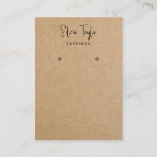 Modern Script Craft Paper Earring Display QR Code Business Card