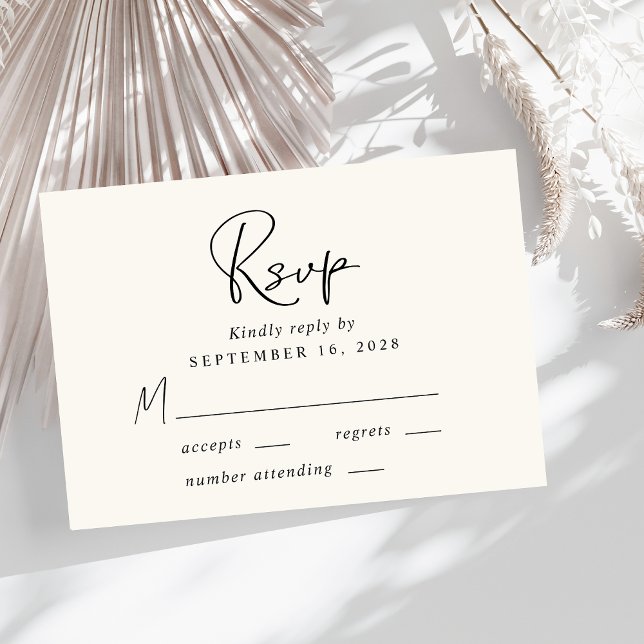 Modern Script Cream Wedding RSVP Card (Creator Uploaded)