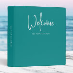 Modern Script Custom Color Minimalist Welcome<br><div class="desc">Welcome minimalist binder to file all the important information for your guests featuring the word "welcome" in modern script against an editable background color (click "customize it" and change the background color of each side). This versatile binder can be used for vacation homes, vacation rentals, bed and breakfasts, etc. Personalize...</div>