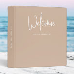 Modern Script Custom Color Minimalist Welcome 3 Ring Binder<br><div class="desc">Welcome minimalist binder to file all the important information for your guests featuring the word "welcome" in modern script against an editable background color (click "customize it" and change the background color of each side). This versatile binder can be used for vacation homes, vacation rentals, bed and breakfasts, etc. Personalize...</div>