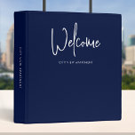 Modern Script Custom Color Minimalist Welcome 3 Ring Binder<br><div class="desc">Welcome minimalist binder to file all the important information for your guests featuring the word "welcome" in modern script against an editable background color (click "customize it" and change the background color of each side). This versatile binder can be used for vacation homes, vacation rentals, bed and breakfasts, etc. Personalize...</div>
