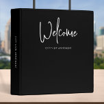Modern Script Custom Color Minimalist Welcome 3 Ring Binder<br><div class="desc">Welcome minimalist binder to file all the important information for your guests featuring the word "welcome" in modern script against an editable background colors (click "customize it" and change the background color of each side). This versatile binder can be used for vacation homes, vacation rentals, bed and breakfasts, etc. Personalize...</div>