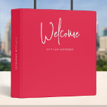 Modern Script Custom Color Minimalist Welcome 3 Ring Binder<br><div class="desc">Welcome minimalist binder to file all the important information for your guests featuring the word "welcome" in modern script against an editable background color (click "customize it" and change the background color of each side). This versatile binder can be used for vacation homes, vacation rentals, bed and breakfasts, etc. Personalize...</div>