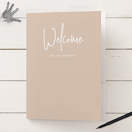 Modern Script Custom Color Minimalist Welcome Pocket Folder