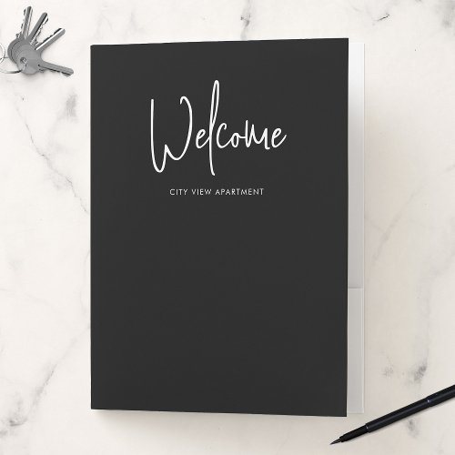 Modern Script Custom Color Minimalist Welcome Pocket Folder