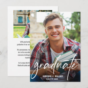Modern Script Custom Graduate Photos Graduation Announcement