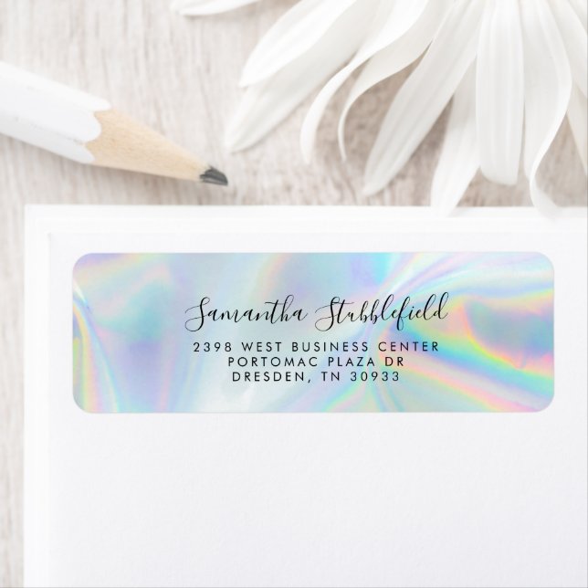 Modern Script Custom Holographic Return Address Label (Insitu)