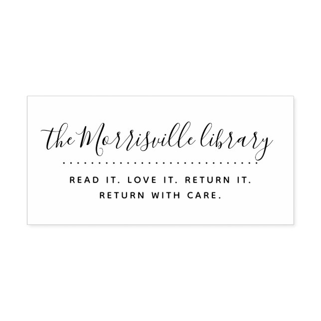 Modern Script Custom Library Return With Care Rubber Stamp (Imprint)