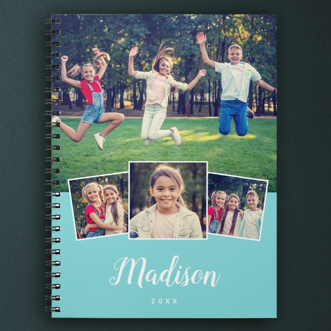 Modern Script Custom Name Cool 4 Photo Collage Not Notebook (Creator Uploaded)