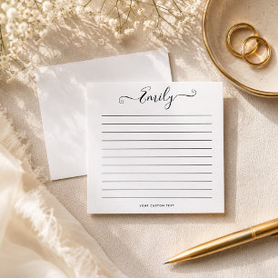 Modern Script Custom Name Message Chic Personal Note Card
