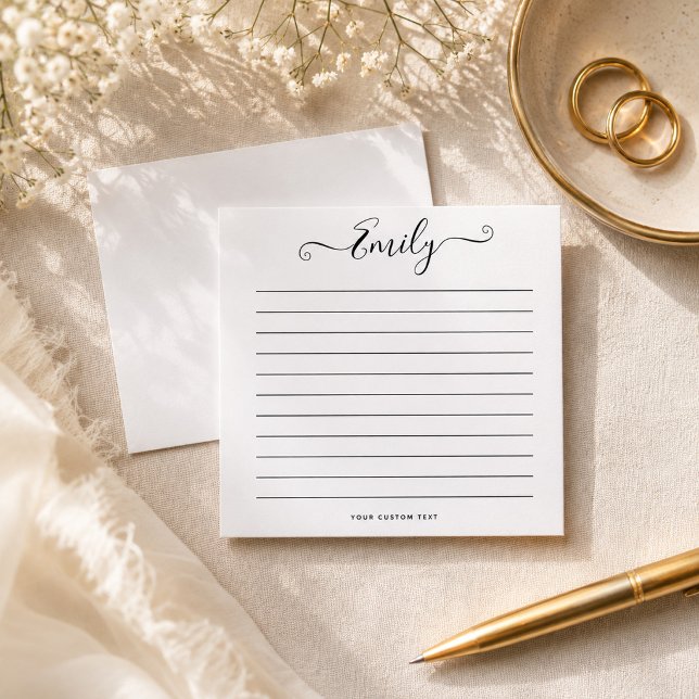 Modern Script Custom Name Message Chic Personal Note Card (Creator Uploaded)