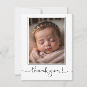 Modern Script Custom Newborn Baby Photo thank you Invitation