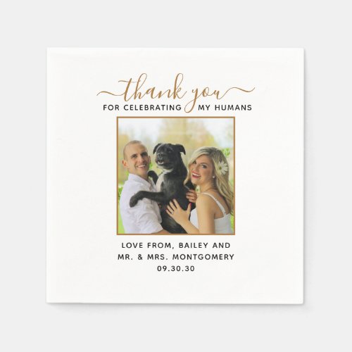 Modern Script Custom Pet Wedding Photo Napkins