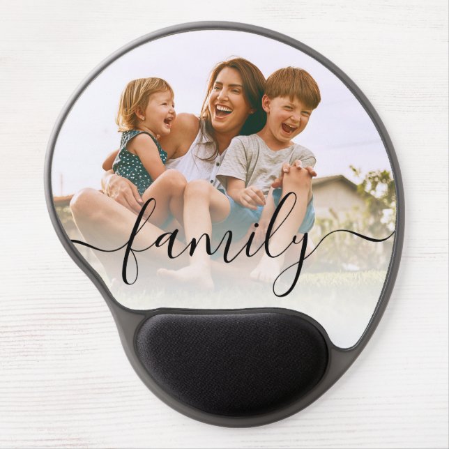 Modern Script Custom Photo Family Gel Mouse Pad (Front)