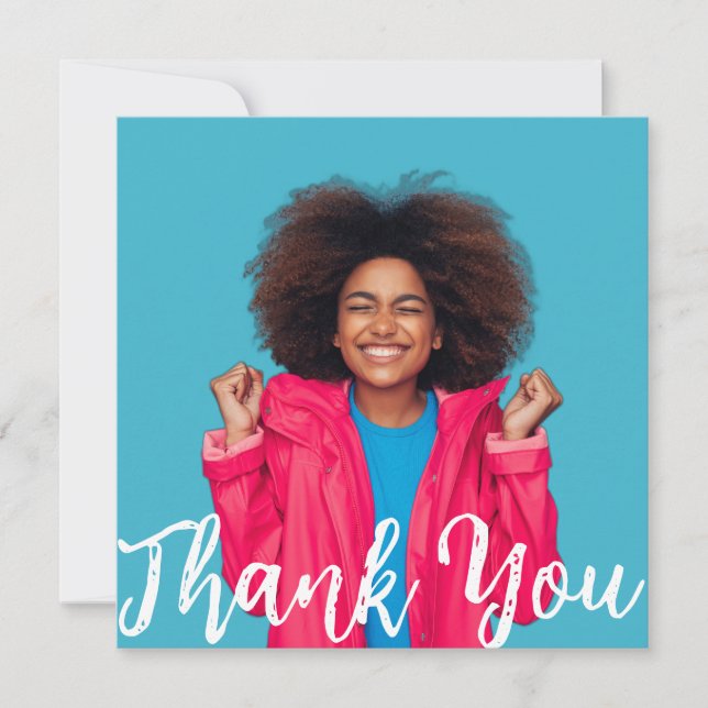 Modern Script Custom Photo Graduation Thank You  I Invitation (Front)