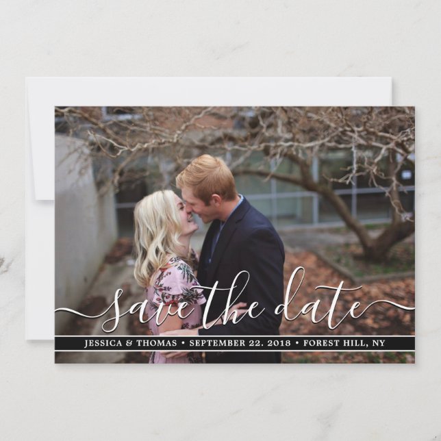 Modern Script | Custom Photo Save The Date Cards (Front)