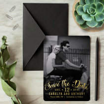 Modern Script | Custom Photo Save The Date Foil Invitation