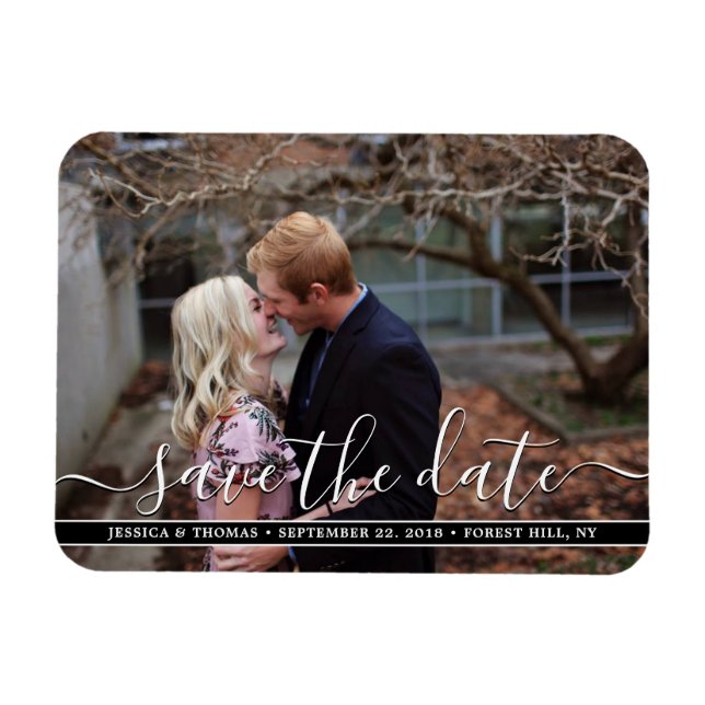 Modern Script | Custom Photo Save The Date Magnet (Horizontal)