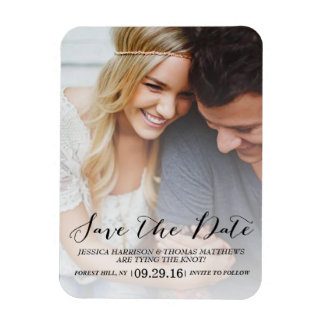 Modern Script | Custom Photo Save The Date Magnet