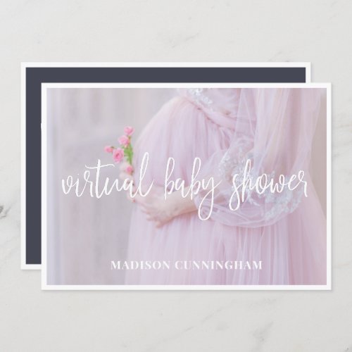 Modern Script Custom Photo Virtual Baby Shower Invitation