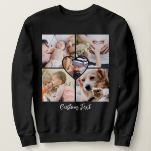 Modern Script Custom Text with Photo Collage Heart Sweatshirt