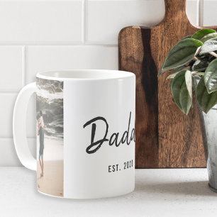 Modern Script Daddy Est. Father's Day Photo Coffee Mug