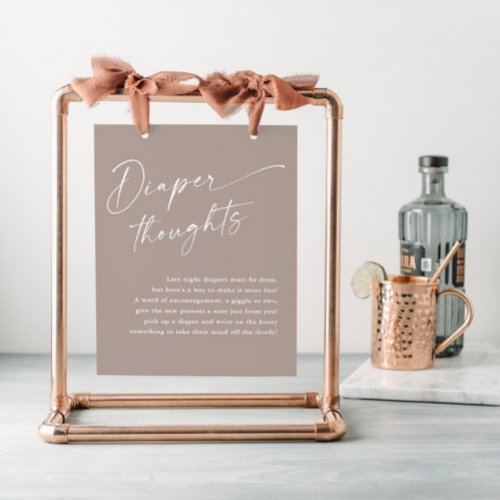 Modern Script Diaper Thoughts Neutral Baby Shower Poster