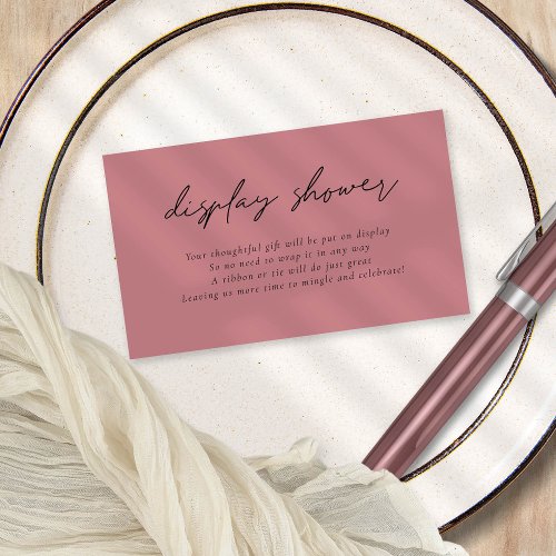 Modern Script Display Bridal Shower Dusty Rose Enclosure Card