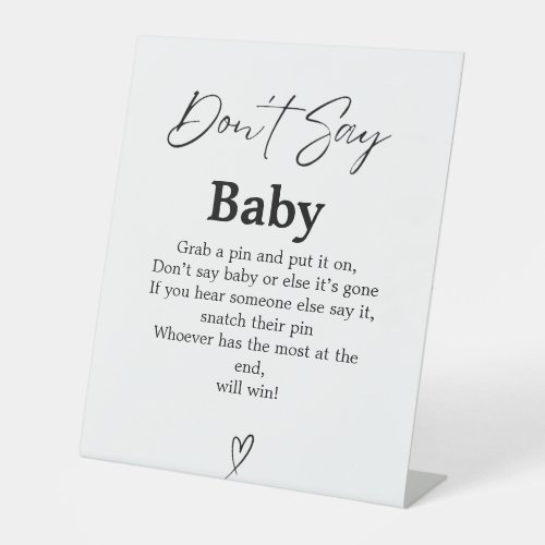 Modern Script Dont Say Baby Baby Shower Game sign