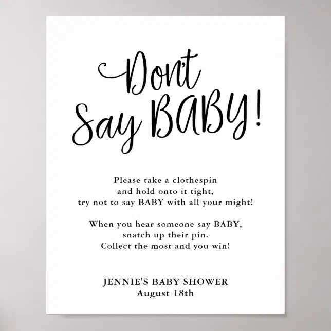 modern-script-don-t-say-baby-game-poster-zazzle