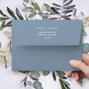 Modern Script Dusty Blue Minimalistic Wedding Envelope at Zazzle
