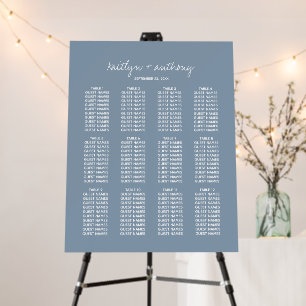 Modern Script Dusty Blue Minimalistic Wedding Foam Board