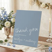 Modern Script Dusty Blue Minimalistic Wedding