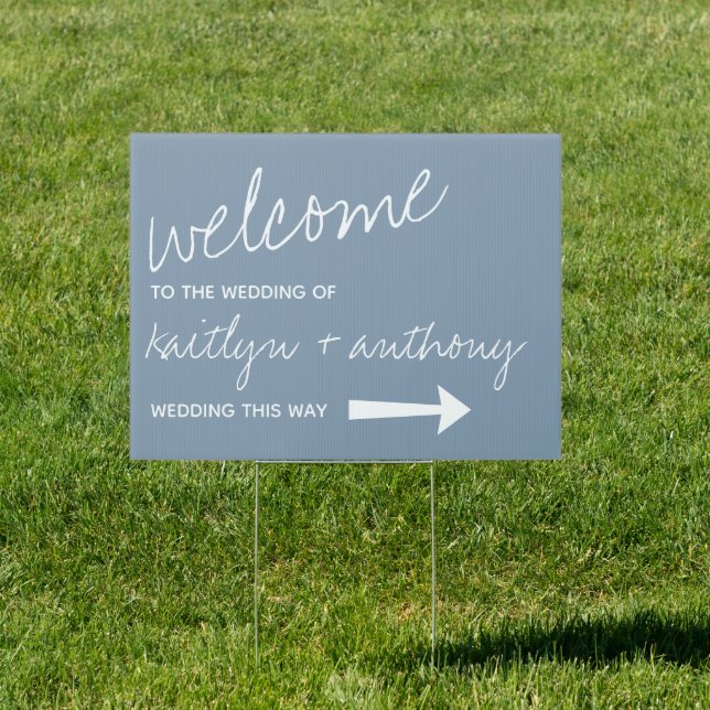 Modern Script Dusty Blue Minimalistic Wedding Sign (Insitu)