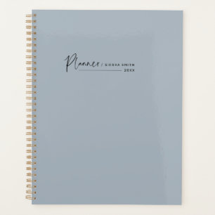 Modern Script Dusty Blue Weekly Monthly Planner