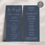 Modern Script Dusty Navy Blue Wedding Program<br><div class="desc">Modern Script Dusty Navy Blue Wedding Program. Available digitally and printed. A modern typographical design for your wedding programs. The main header is in a stylish set script and the rest of the text you can easily personalize. You can change the text and background colors if you wish to match...</div>