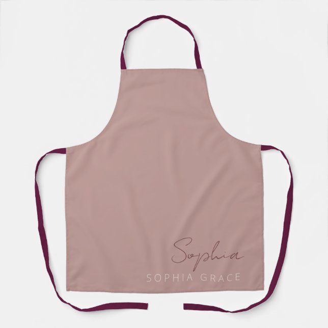 Modern Script Dusty Pink Handwritten Girly   Apron (Front)