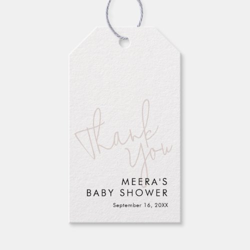 Modern Script Dusty Pink Thank You Baby Shower Gift Tags