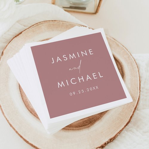 Modern Script Dusty Rose Wedding Napkins