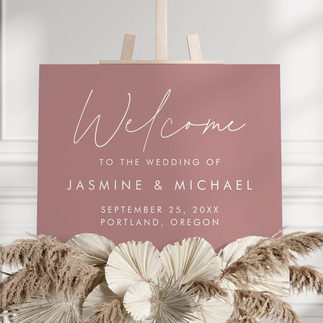 Modern Script Dusty Rose Wedding Welcome Sign (Creator Uploaded)