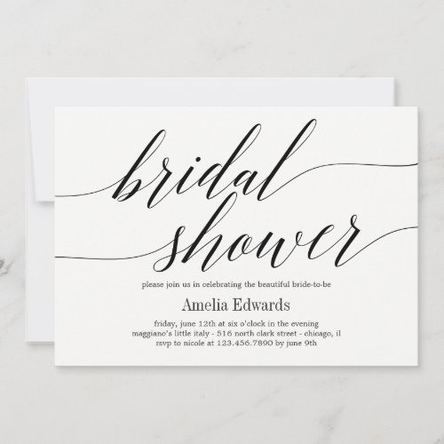 Modern Script EDITABLE COLOR Bridal Shower Invitation