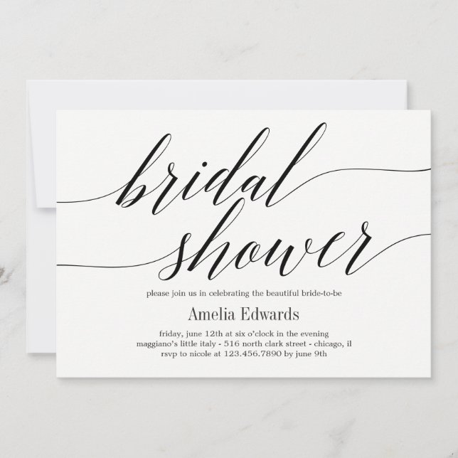 Modern Script EDITABLE COLOR Bridal Shower Invitation (Front)