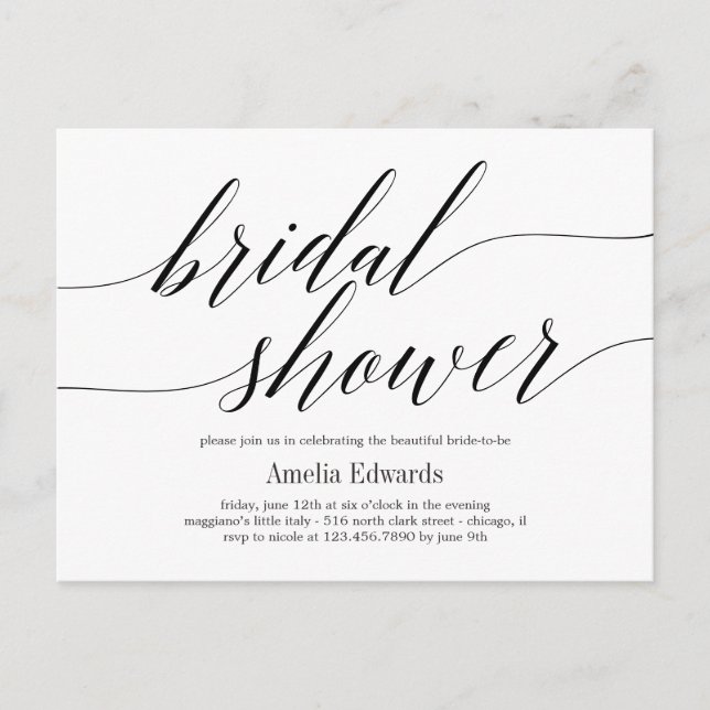 Modern Script EDITABLE COLOR Bridal Shower Invite (Front)
