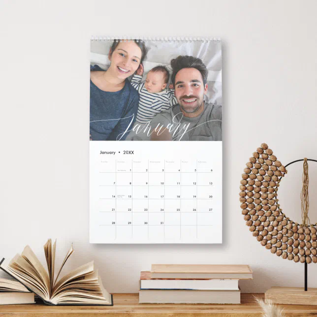 Modern Script EDITABLE COLOR Photo Calendar | Zazzle