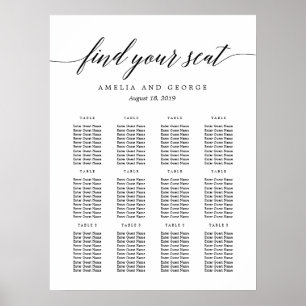 Modern Script EDITABLE COLOR Seating Chart Poster