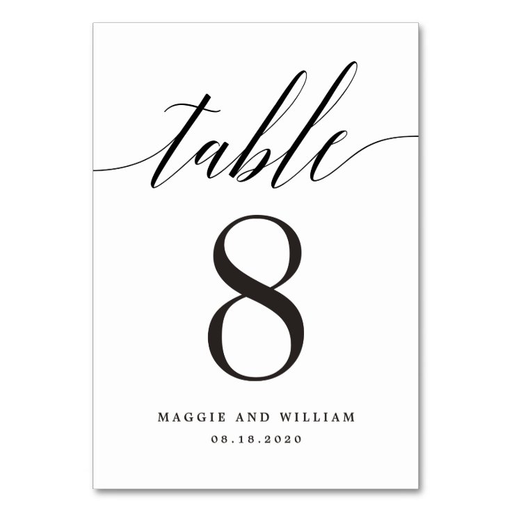 Modern Script EDITABLE COLOR Table Number Card Zazzle